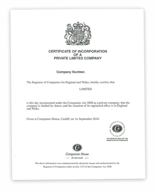 Companies House Certificate